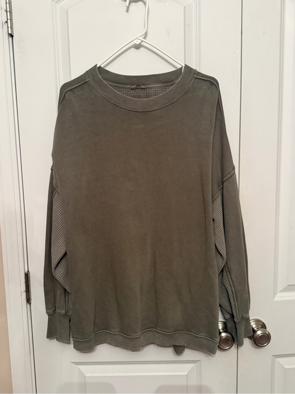 Aerie Oversized Crewneck with Waffled Sleeves
